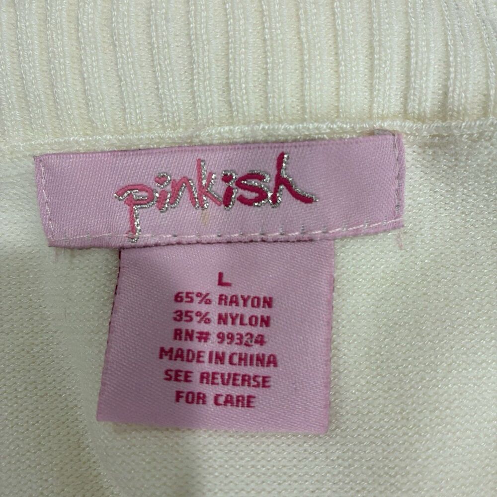 Soft Sweater Knit Camisole Tank Top Cream Lace And Ribbon Trim Sz. L Coquette - Picture 6 of 7